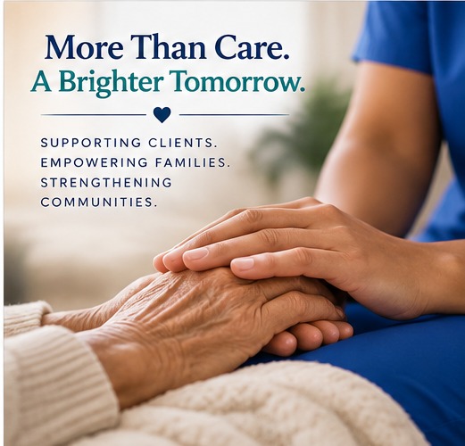 Caregiver holding an older adult's hands with compassion